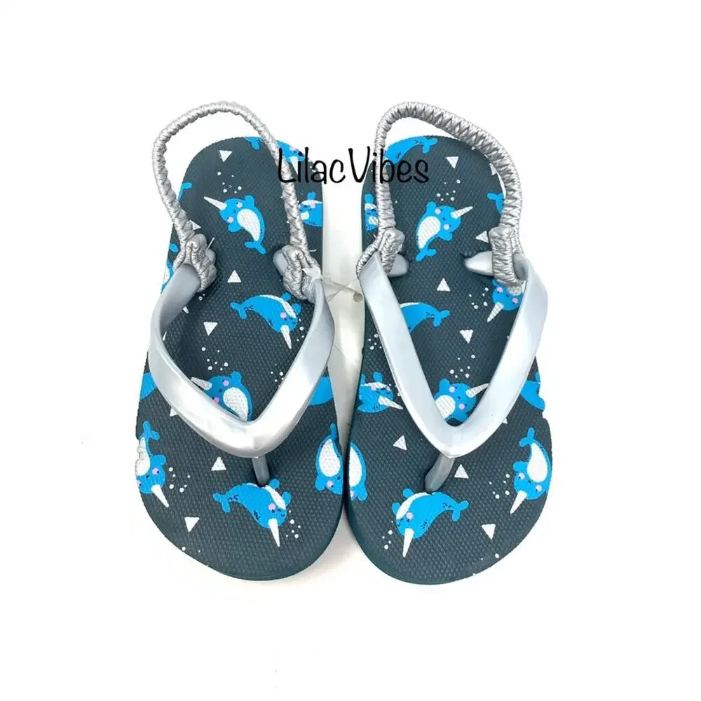 Cat & Jack Toddler Boy's Sandals Blue Narwhal Toddler Size 5/6 M Water Beach NWT